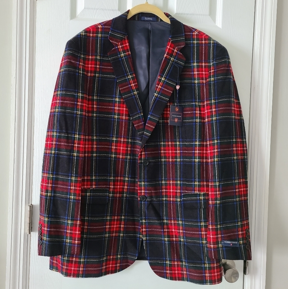 NWT Saddlebread Tartan Plaid Corduroy Blazer